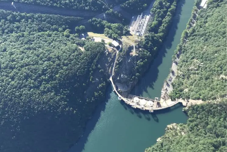 Aerial view of Smith Mountain Dam