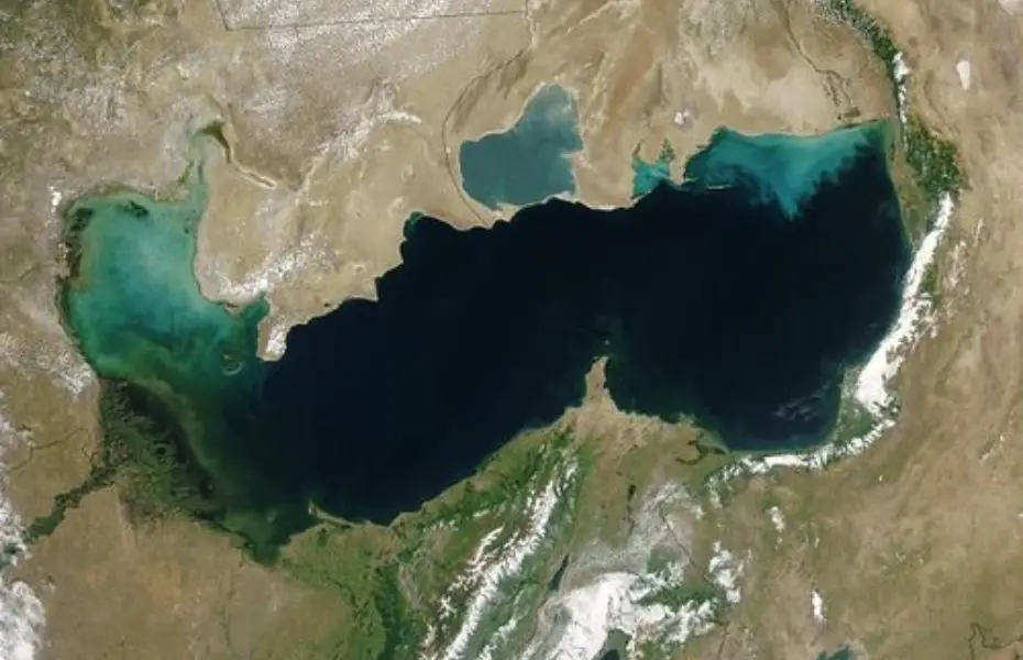 Aerial view of the Caspian sea