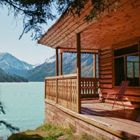 porch of lake vacation rental cabin